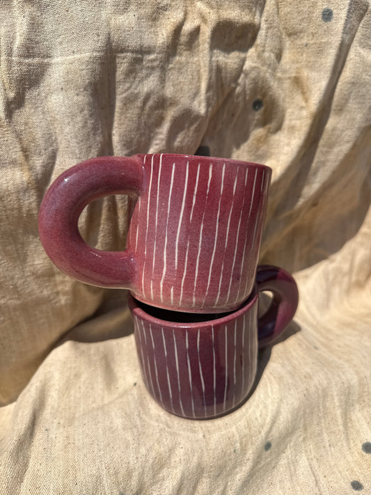Plum stripe mugs