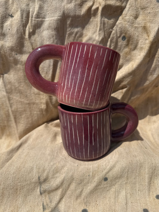 Plum stripe mugs
