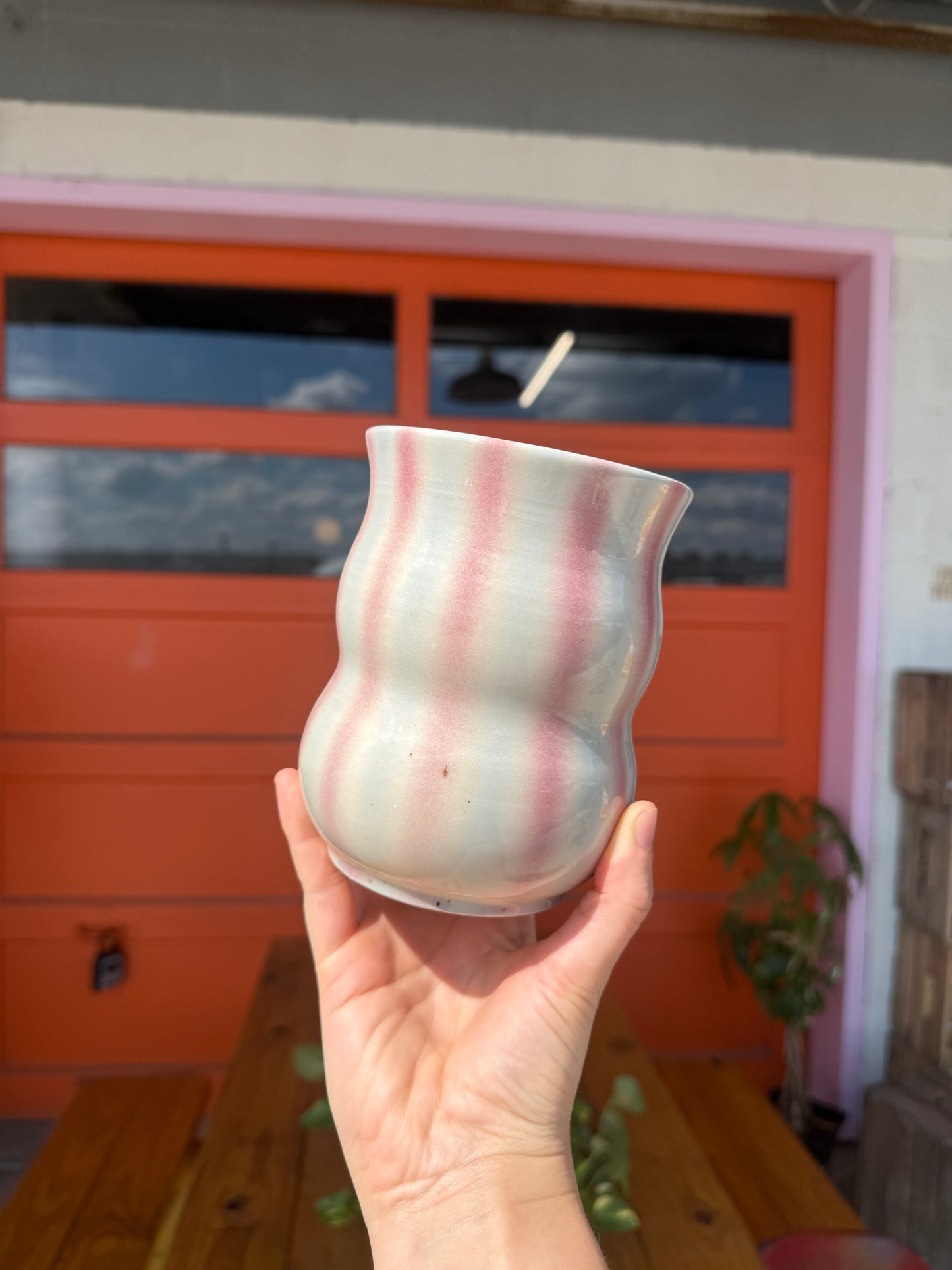 Fuzzy Striped Vase